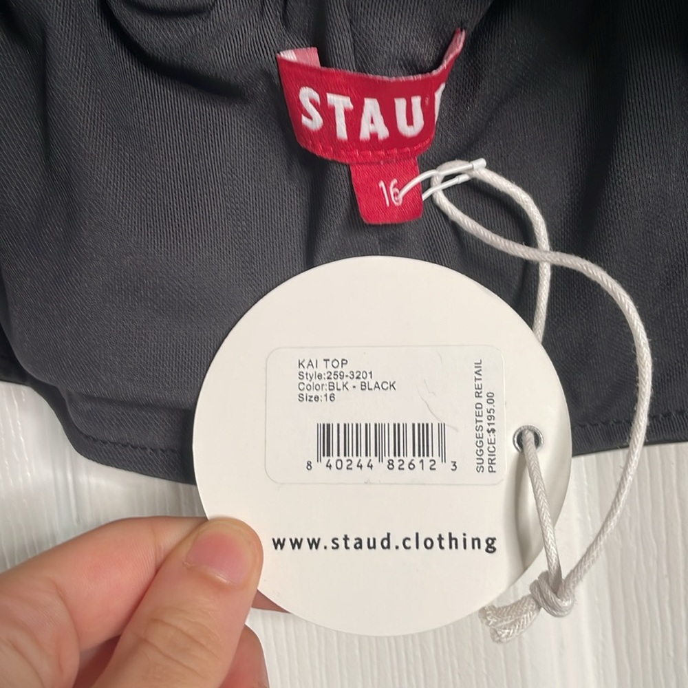 NWT STAUD Kai vegan leather halter crop top - Picture 3 of 4